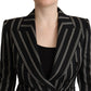 Dolce & Gabbana Black White Stripes Wool Long Sleeves Jacket