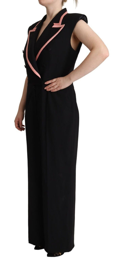 Dolce & Gabbana Black Wool Blend Sleeveless Jumpsuit Dress