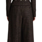 Dolce & Gabbana Dark Brown Wool Single Breasted Blazer Jacket Wide Leg Pants 2 pc Suit