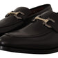 Salvatore Ferragamo Black Calf Leather Moccasin Formal Shoes