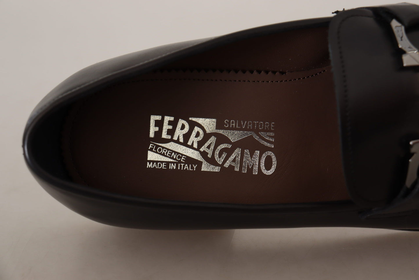 Salvatore Ferragamo Black Calf Leather Moccasin Formal Shoes