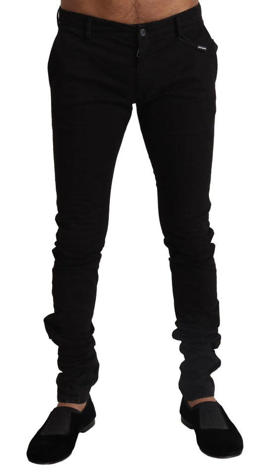 Dolce & Gabbana Black Cotton Stretch Slim Fit Skinny Pants