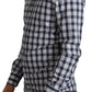 Dolce & Gabbana Blue White Check Cotton Slim Fit GOLD Shirt