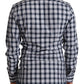 Dolce & Gabbana Blue White Check Cotton Slim Fit GOLD Shirt