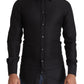 Dolce & Gabbana Black GOLD Cotton Slim Dress Formal Shirt