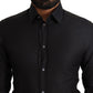 Dolce & Gabbana Black GOLD Cotton Slim Dress Formal Shirt