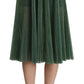 Dolce & Gabbana Metallic Green High Waist A-line Pleated Skirt