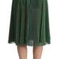 Dolce & Gabbana Metallic Green High Waist A-line Pleated Skirt