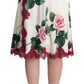 Dolce & Gabbana White Rose Print High Waist Midi A-line Skirt