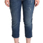 Dolce & Gabbana Blue Washed Mid Waist Denim Logo Cropped Jeans