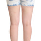 Dolce & Gabbana White Blue Dye Cotton Mid Waist Denim Shorts