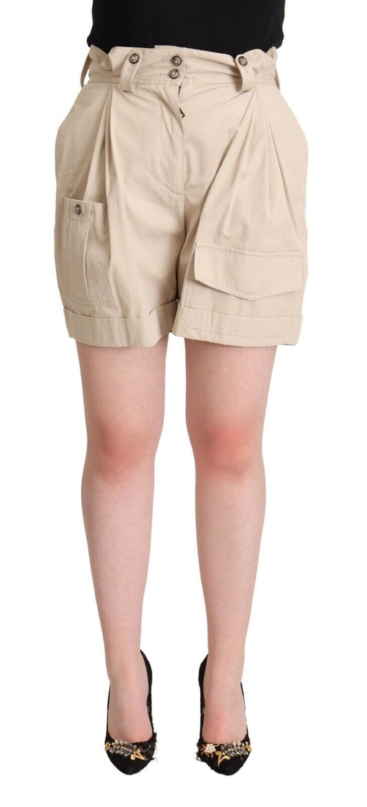 Dolce & Gabbana Beige Cotton High Waist Trouser Cargo Shorts