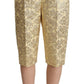 Dolce & Gabbana Beige Floral Brocade High Waist Trouser Cropped Pants