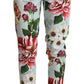 Dolce & Gabbana Light Blue Fiori Print Cotton Trouser Tapered Pants