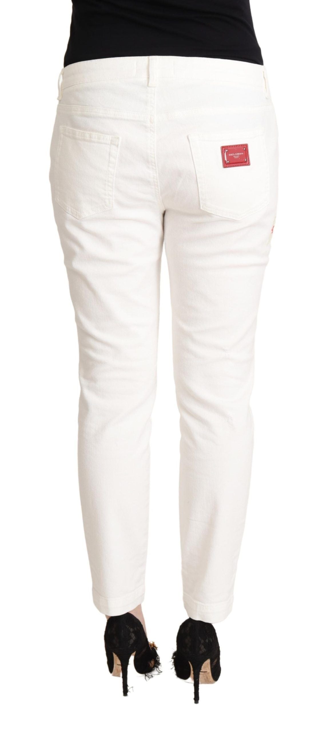 Dolce & Gabbana White Cotton Skinny Denim Women Pretty Jeans