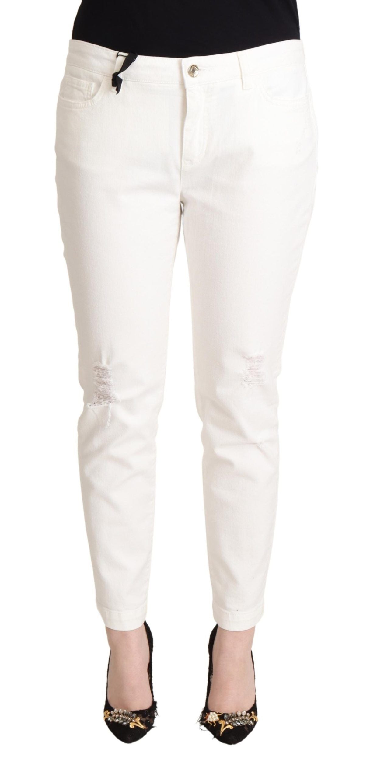 Dolce & Gabbana White Cotton Skinny Denim Women Pretty Jeans