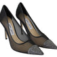 Jimmy Choo Black Mesh Amika 85 Diamond Pumps Shoes