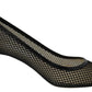 Jimmy Choo Black Mesh and Leather Amika 50 Pumps