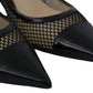 Jimmy Choo Black Mesh and Leather Amika 50 Pumps