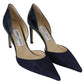 Jimmy Choo Navy Blue Leather Darylin 85 Pumps Shoes