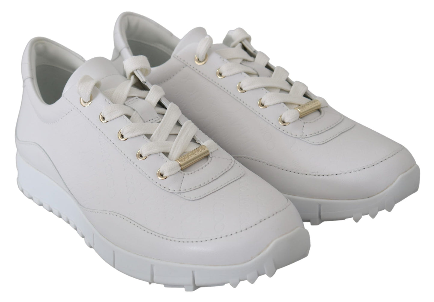 Jimmy Choo White Leather Monza Sneakers