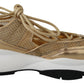 Jimmy Choo Gold Mesh Leather Michigan Sneakers