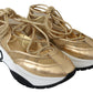 Jimmy Choo Gold Mesh Leather Michigan Sneakers