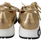 Jimmy Choo Gold Mesh Leather Michigan Sneakers