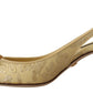 Dolce & Gabbana Gold Crystal Slingbacks Pumps Heels Shoes