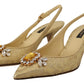 Dolce & Gabbana Gold Crystal Slingbacks Pumps Heels Shoes