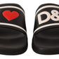 Dolce & Gabbana Black Leather I Love D&G Slides Sandals