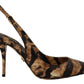 Dolce & Gabbana Brown Slingbacks Leather Tiger Shoes