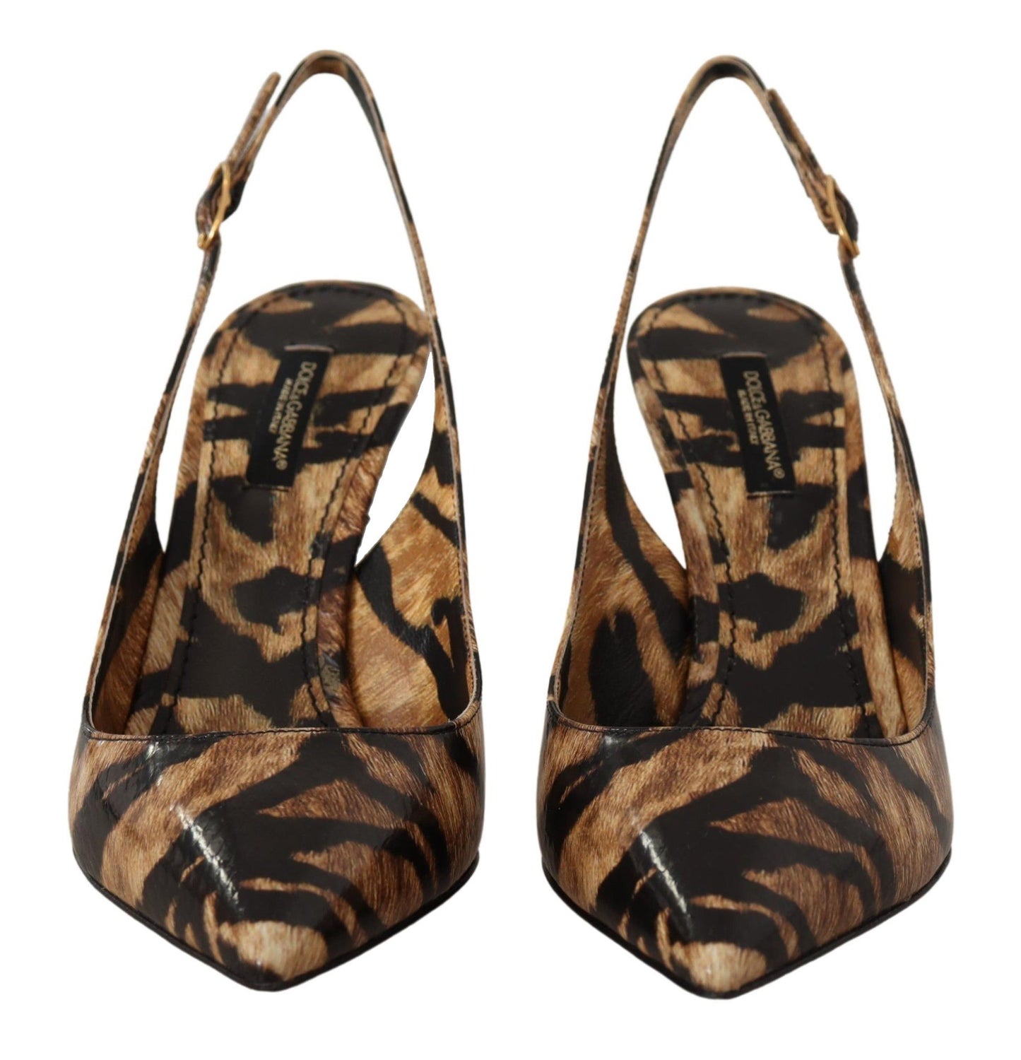 Dolce & Gabbana Brown Slingbacks Leather Tiger Shoes