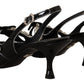 Dolce & Gabbana Black Patent Leather Crystal Slingbacks Shoes