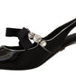 Dolce & Gabbana Black Patent Leather Crystal Slingbacks Shoes