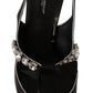 Dolce & Gabbana Black Patent Leather Crystal Slingbacks Shoes