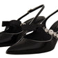 Dolce & Gabbana Black Patent Leather Crystal Slingbacks Shoes