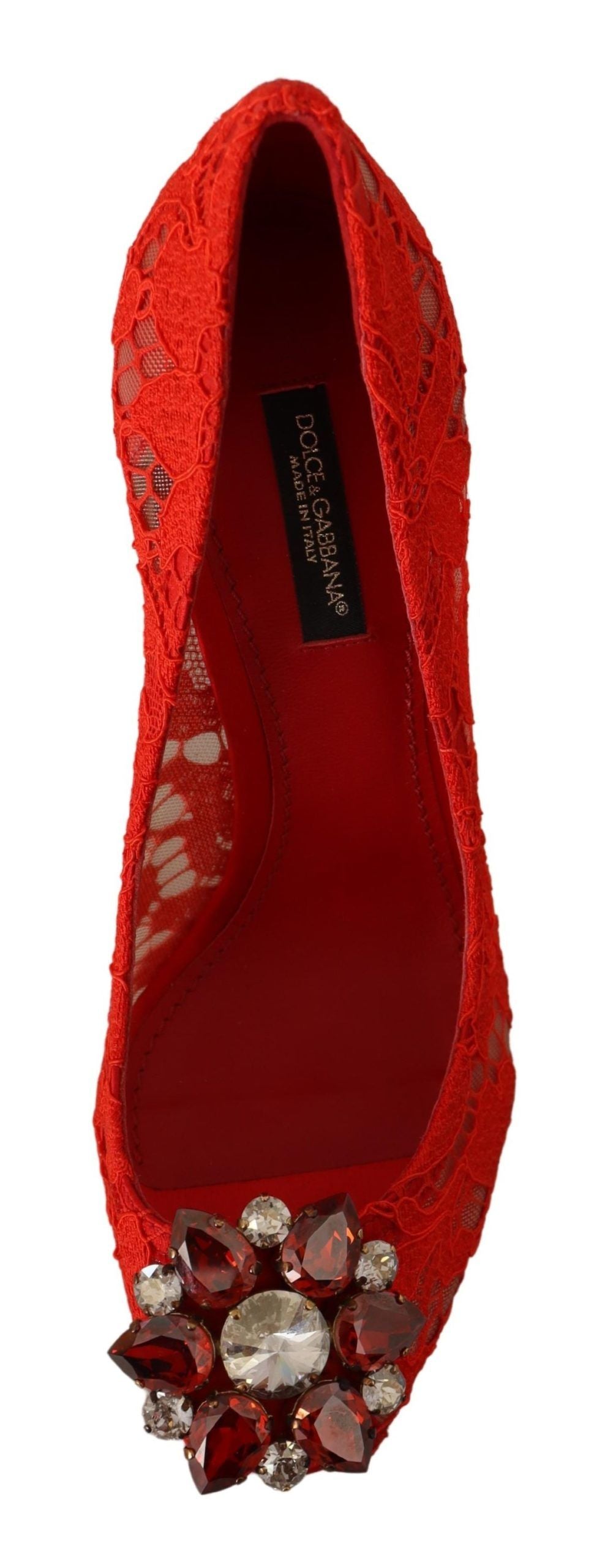 Dolce & Gabbana Red Taormina Lace Crystal Heels Pumps