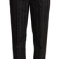 Dolce & Gabbana Black Striped High Waist Tapered Pants