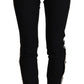 Dolce & Gabbana Black Mid Waist Button Embellished Slim Fit Pants