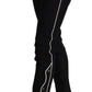 Dolce & Gabbana Black Mid Waist Button Embellished Slim Fit Pants