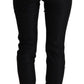 Dolce & Gabbana Black Mid Waist Button Embellished Slim Fit Pants