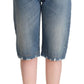 Dolce & Gabbana Blue Washed Cotton High Waist Denim Cropped Jeans