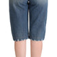 Dolce & Gabbana Blue Washed Cotton High Waist Denim Cropped Jeans