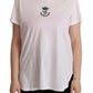 Dolce & Gabbana White DG Crown Print Cotton Collared Neck T-shirt