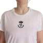 Dolce & Gabbana White DG Crown Print Cotton Collared Neck T-shirt