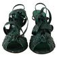 Dolce & Gabbana Green Python Lace Up Ankle Strap Sandals Heels