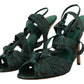 Dolce & Gabbana Green Python Lace Up Ankle Strap Sandals Heels