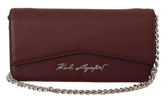 Karl Lagerfeld Wine Leather Evening Clutch Bag