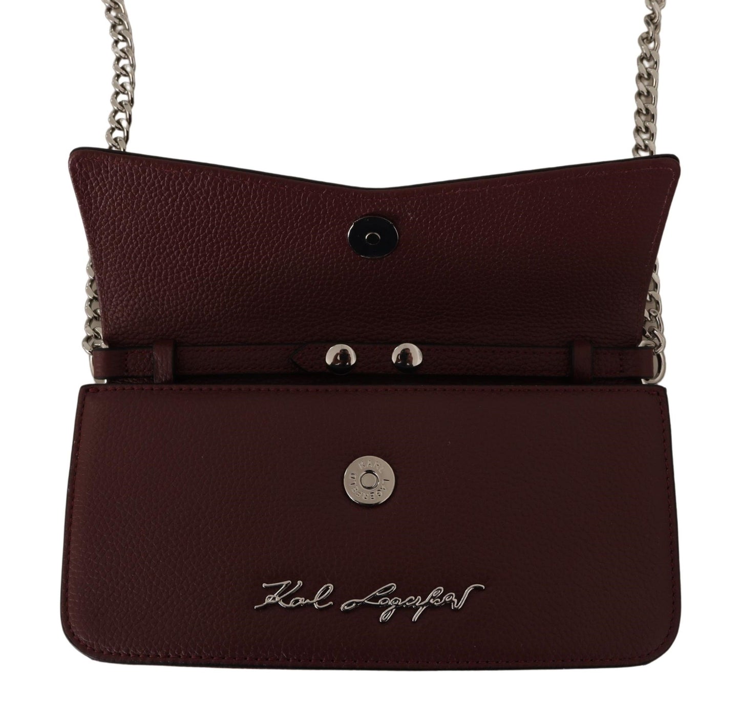 Karl Lagerfeld Wine Leather Evening Clutch Bag